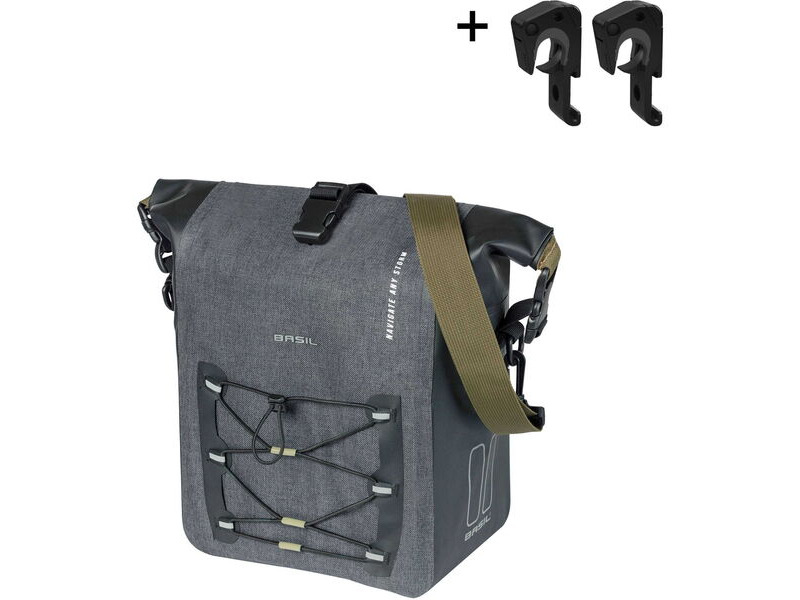 Basil Navigator Waterproof Medium, single pann. bag,MIK Hooks, 12-15L,black click to zoom image