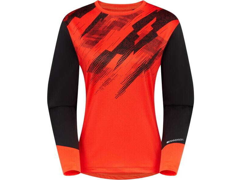 MADISON Flux Women's Long Sleeve Trail Jersey, magma red / black click to zoom image