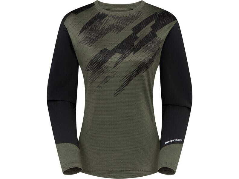 MADISON Flux Women's Long Sleeve Trail Jersey, midnight green / black click to zoom image
